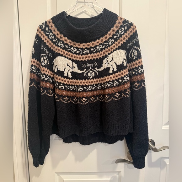FREE PEOPLE Nellie Fair Isle Elephant Sweater size Medium - Picture 5 of 11